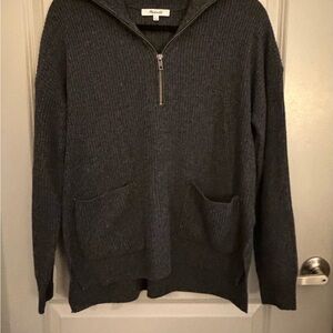Madewell Dark Gray Zip-Up Sweater